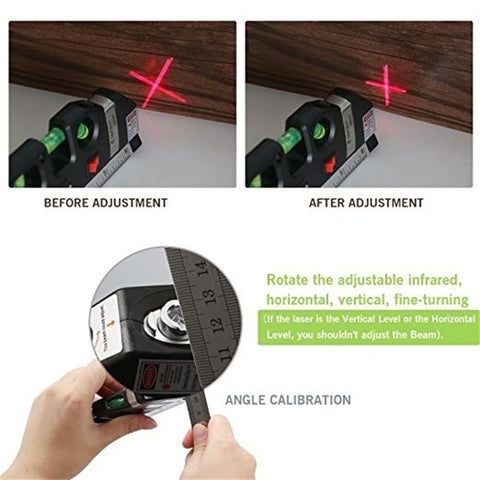 Home Multi-function High Precise Laser Leveling Instrument Steel Ruler Straight Line Laser Level Aligner Vertical Measure Tape