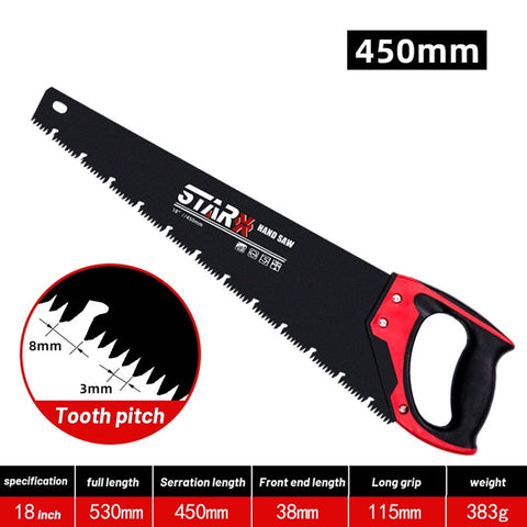 470/530/580mm Hand Saw Timber Saw Heavy Duty Extra Long Blade Saw For Garden Tenon Wood Bamboo Plastic Cutting Woodworking Tool