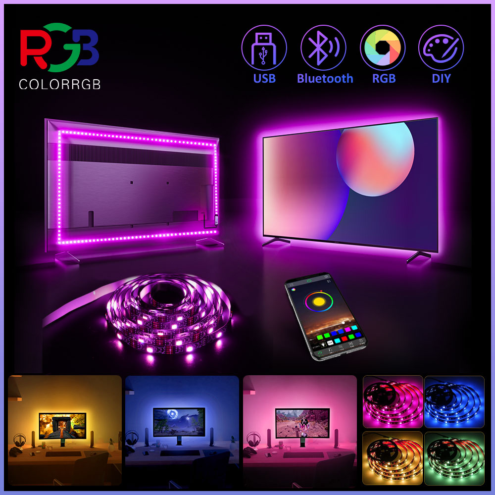 ColorRGB, Backlight for tv , USB Powered LED strip light ,RGB5050 For 24 Inch-60 Inch TV,Mirror,PC, APP Control Bias