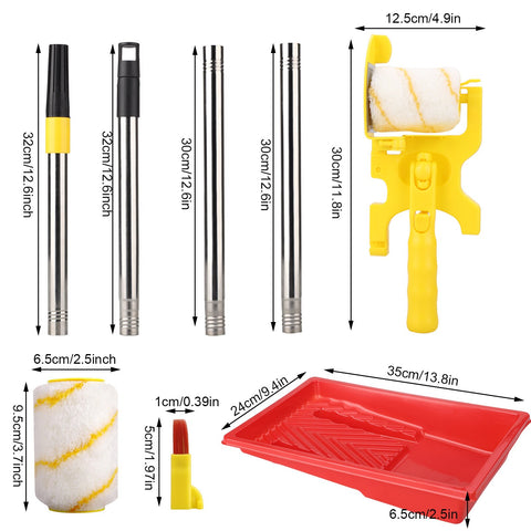 Paint Edging Tool Sets Paintbrush With Extra Roller And  Paint Container Tray And 4pcs Extension Rods For Wall Ceiling Brush