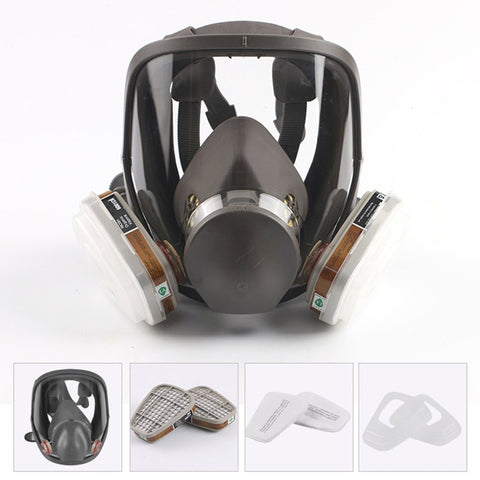 6800 Dust/Gas Mask With Filters&Cottons Full Face Respirator For Spray Paint Coating Chemical Industry Welding Anti-Fog Reusable
