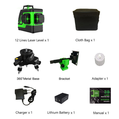 KIRA 16 Lines 4D Laser Level green line Self-Leveling 360 Horizontal And Vertical Super Powerful Laser level green Beam laser le