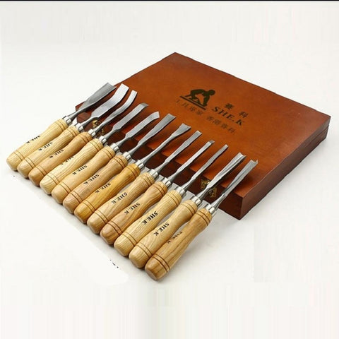 Wood Carving Tool Kit 12 PCS/Set  Graver Knife Root Woodworking Engraved Tools Wood Working Chisel.