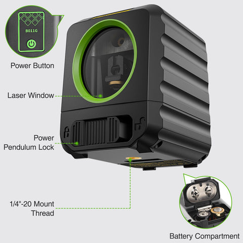 Huepar Cross Line Laser Level Portable 2 Lines Osram Green Beam Self-leveling Laser Tools For DIY Application лазерный уровень
