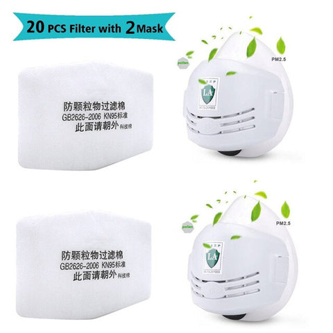 Replaceable 20 filter industrial dust masks, paint polished antifouling masks, construction safety rubber dust masks