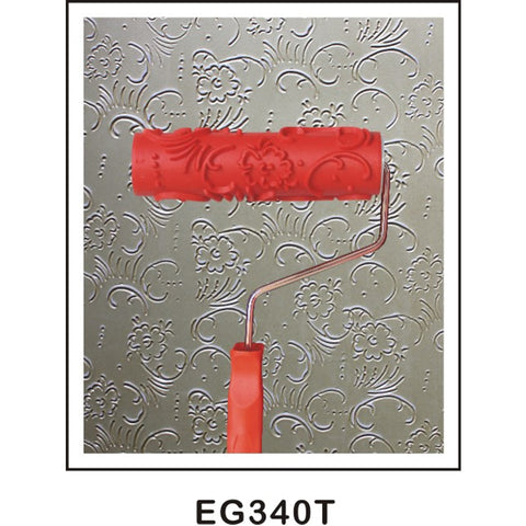 7-inch Painting Roller Wall Decoration Empaistic Wooden Grain Floral Pattern Painting Roller w/ Plastic Handle Wall Art Painting