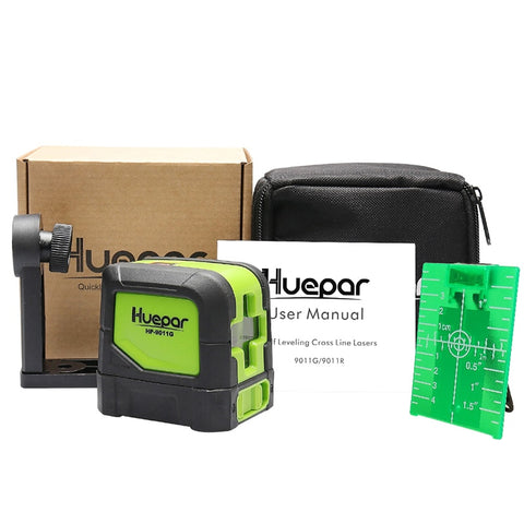 Huepar 2 Lines Laser Level Self Levelling ( 4 degrees) Green Red Beam Laser Horizontal &amp; Vertical Cross-Line with Magnetic Base