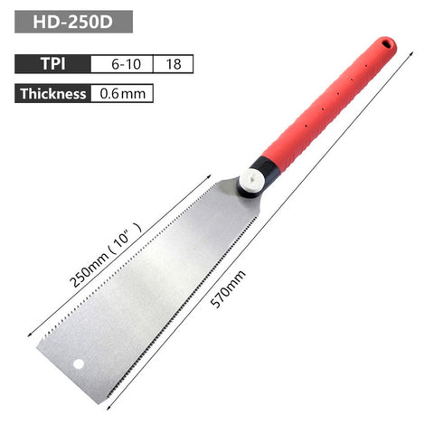 Japanese Pull Saw Double Sided Ryoba Saw 250mm SK5 3-Edge Teeth 0.6mm Flexible Blade for Wood Cutting