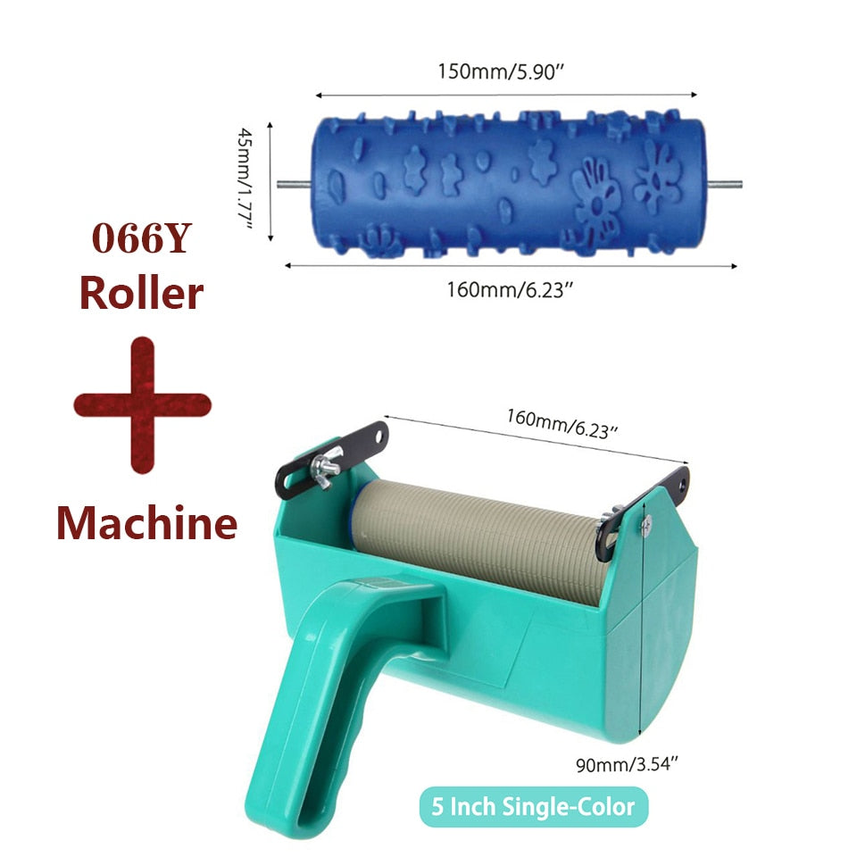 Roller And Patterned Paint Machine Wall Tools 5" Rubber Roller Brush Tool Set 3D Pattern Wallpaper Room Decor Painting Machine