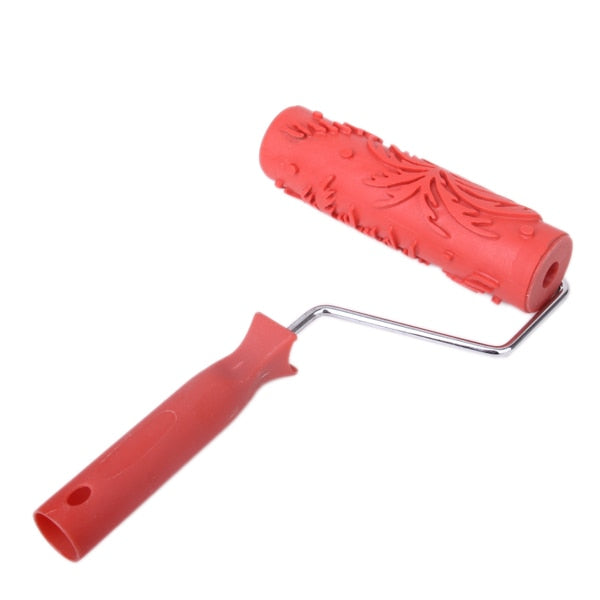7-inch Painting Roller Wall Decoration Empaistic Wooden Grain Floral Pattern Painting Roller w/ Plastic Handle Wall Art Painting