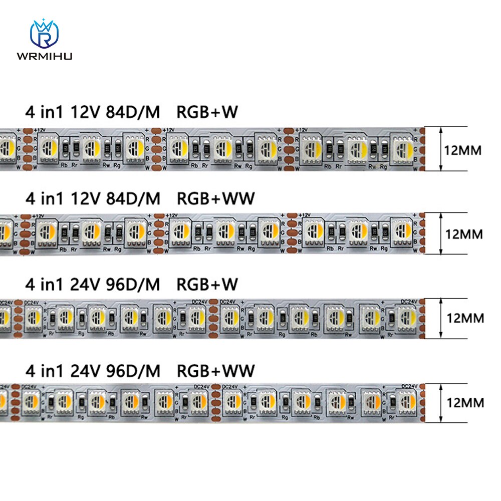 Super Bright 5m 12/24V SMD5050 60led/m RGBW/WW Festive Flexible Decoration Soft Light Strip For Display Cabinet Building Ceiling