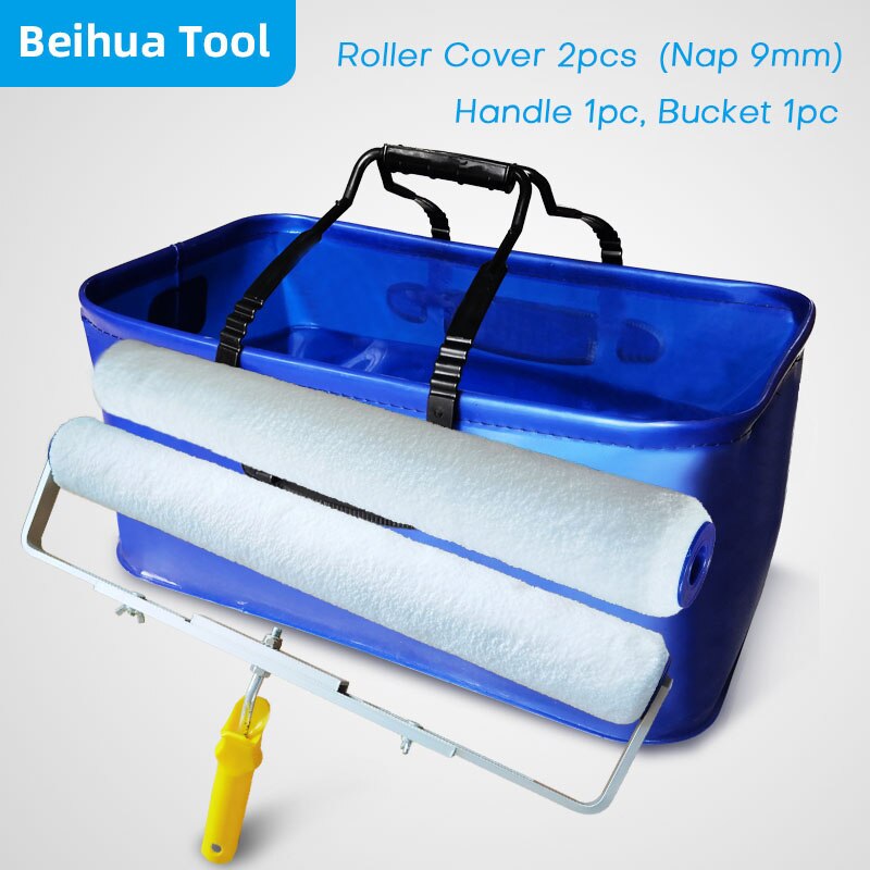 4PCS/set 18inch Paint Bucket kit Paint Roller Brush Paint Tray set for Wall Decoration Handbag Foldable Washing bucke50x28x23cm