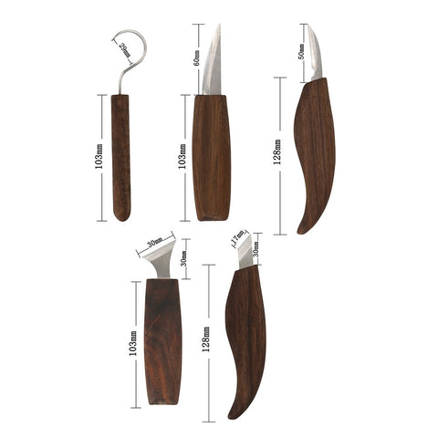 ALLSOME 8Pcs Wood Carving Knife Chisel Woodworking Cutter Hand Tool Set Peeling Woodcarving Sculptural Spoon Carving Cutter