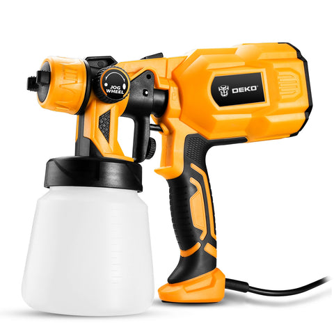 EU/US Plug DEKO DKSG55K1 Spray Gun, 220V/110V 550W High Power Home Electric Paint Sprayer, 3 Nozzle Easy Spraying for Home DIY