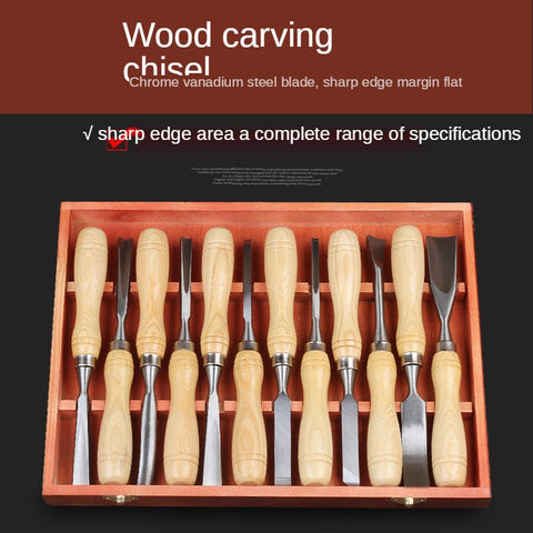 Wood Carving Set, Wood Working Tools, Chisel, Carving Chisels, Boxed Engraving Knife, 12pcs.