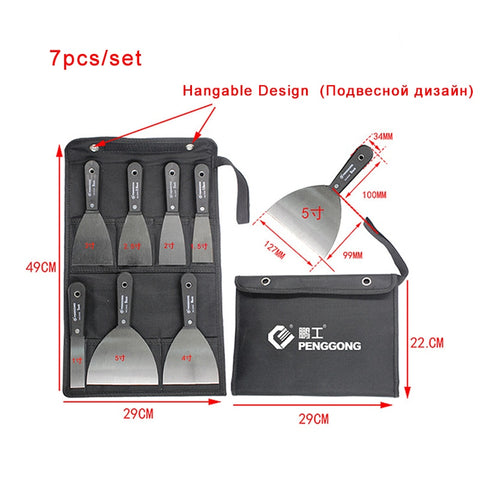 4/7pcs Putty Knife Set 1&quot;1.5&quot; 2&quot; 2.5&quot; 3&quot; 4&quot; 5&quot; Putty Knife Paint Putty Knife Scraper Blade Putty Knife Tool Bag
