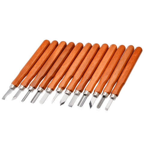 12pcs DIY  Woodcut Knife Sculpture Wood Carving Tools Woodworking Hobby Arts Crafts Cutter Graver Sculpt Pottery Ceramic Clay