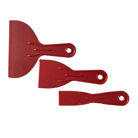 3pcs Hand Tools Scraper Set Durable Red Spatula Putty Spreader Filler Construction Home Easy Clean Job Done Floor Small Large