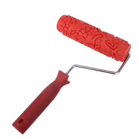 7-inch Painting Roller Wall Decoration Empaistic Wooden Grain Floral Pattern Painting Roller w/ Plastic Handle Wall Art Painting