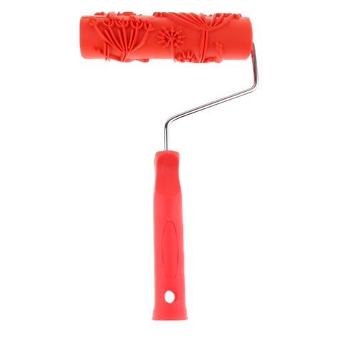 7-inch Painting Roller Wall Decoration Empaistic Wooden Grain Floral Pattern Painting Roller w/ Plastic Handle Wall Art Painting