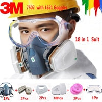 18 in 1 3M 7502 Half Face Safety Respirator Gas Mask With 3M 1621 Goggles Painting Spraying Industry Anti Dust Mask
