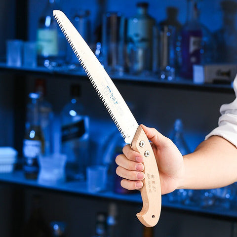 Kitchen Bar Barware Stainless Steel Bartenders Special Wooden Handle Cut Ice Saw