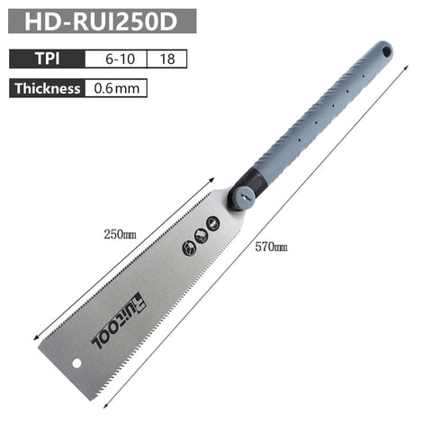 Japanese Pull Saw Double Sided Ryoba Saw 250mm SK5 3-Edge Teeth 0.6mm Flexible Blade for Wood Cutting