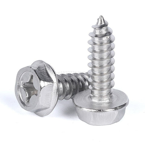 304 Stainless Steel Self-Tapping Phillips Hex Screw Cross Hexagonal Flange Cross Head Screws Wood Nail M3 M4 M5 M6