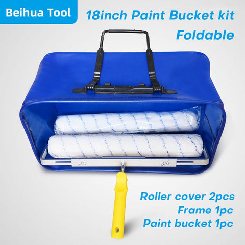 4PCS/set 18inch Paint Bucket kit Paint Roller Brush Paint Tray set for Wall Decoration Handbag Foldable Washing bucke50x28x23cm