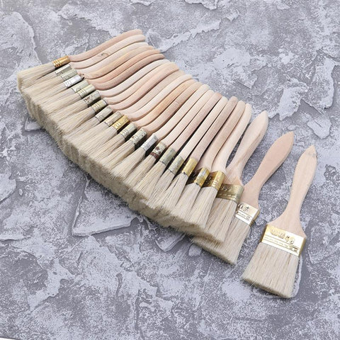 5-23pcs Paint Brushes Wooden Handle Bristle Brush for Wall and Furniture Painting (2 inch, Thin Handle)
