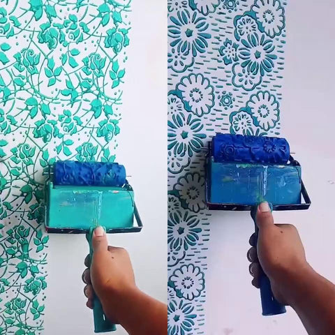 Roller And Patterned Paint Machine Wall Tools 5" Rubber Roller Brush Tool Set 3D Pattern Wallpaper Room Decor Painting Machine