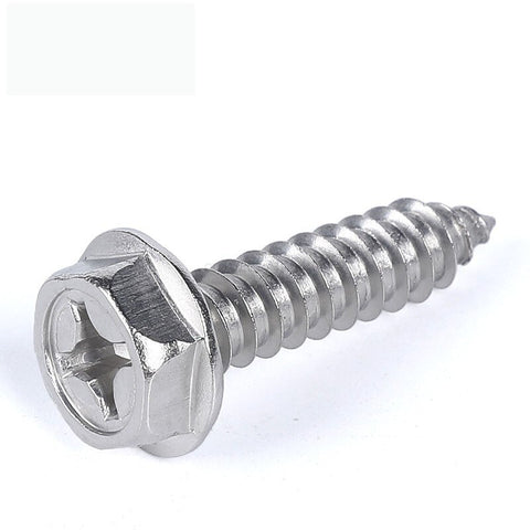 304 Stainless Steel Self-Tapping Phillips Hex Screw Cross Hexagonal Flange Cross Head Screws Wood Nail M3 M4 M5 M6