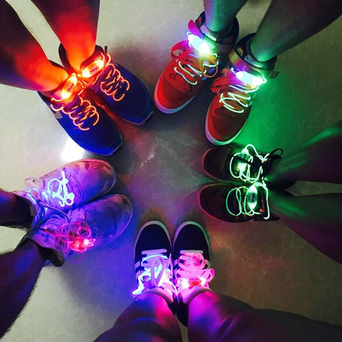 Fashionable LED Shoelaces Luminous Flashing Shoe Laces Disco Party Light Up Glow Plastic strip