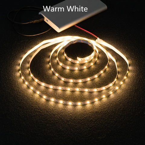 3AA Battery Power Led Strip Light SMD2835 50cm 1M 2M 3M 4M 5M Flexible Lighting Ribbon Tape White/Warm White Strip Backlight