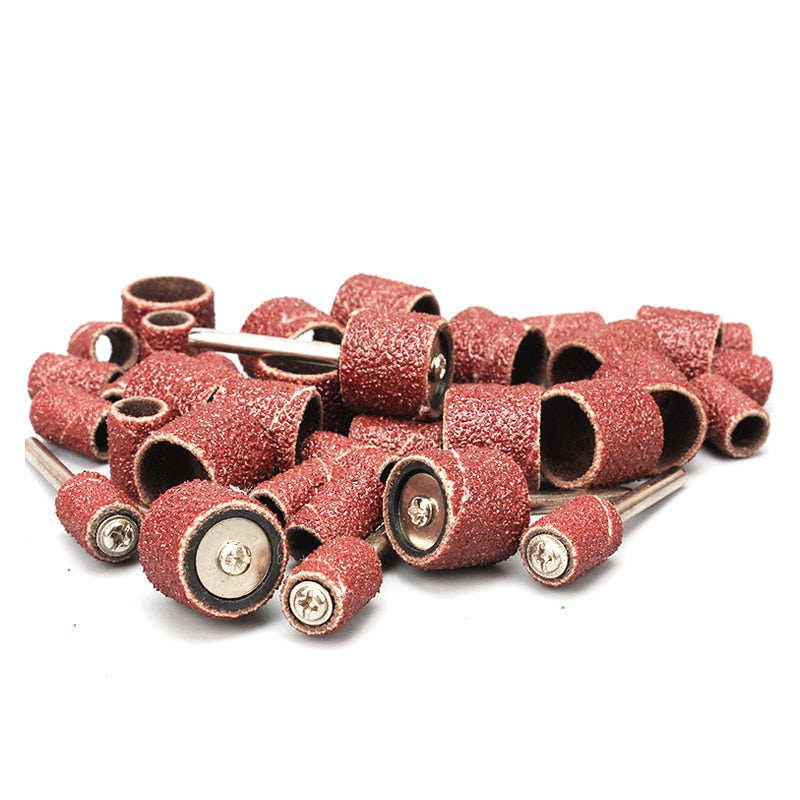 20 PCS  Drum Sanding Kit +2Pcs Band Mandrel  Shank Rotary Tool Nail Drill Bits Abrasive Tools Dremel Accessories