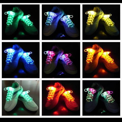 Fashionable LED Shoelaces Luminous Flashing Shoe Laces Disco Party Light Up Glow Plastic strip