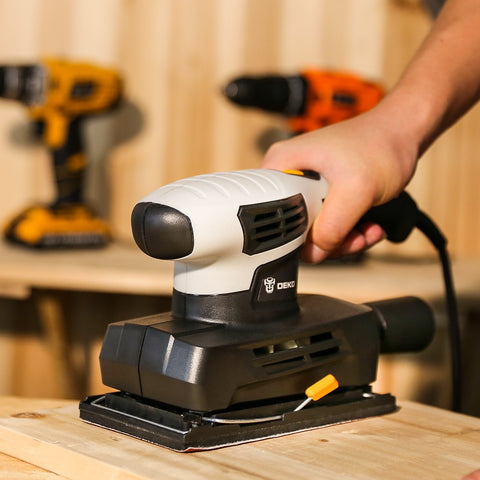 DEKO Sheet Sander with 15 Sheets of sandpaper and Dust exhaust Power Tools Electric Sander