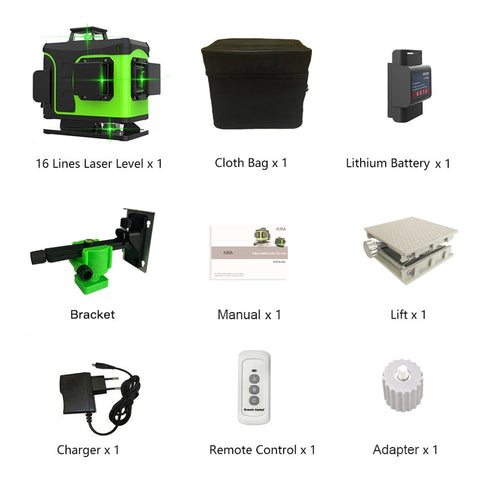 KIRA 16 Lines 4D Laser Level green line Self-Leveling 360 Horizontal And Vertical Super Powerful Laser level green Beam laser le