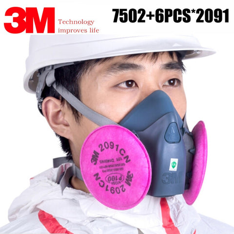 3M 7502 2091 P100 Industry Work Mask 7 In 1 Suit Paint Dust Mask Respirator Spray Dust Respirator Fliters