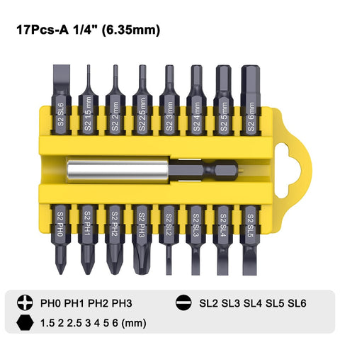 Magnetic Screwdriver Handle Ratchet Wrench Screw Socket Driver 1/4" or 4MM Hex Shank S2 Hand Tools Set