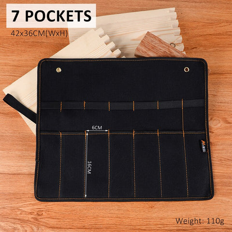 Pocket Tool Bag Chisel Carrying Case Canvas Roll Holder Wrench Pouch Pockets Organizer For Knife Hammers Gouges Carpenter