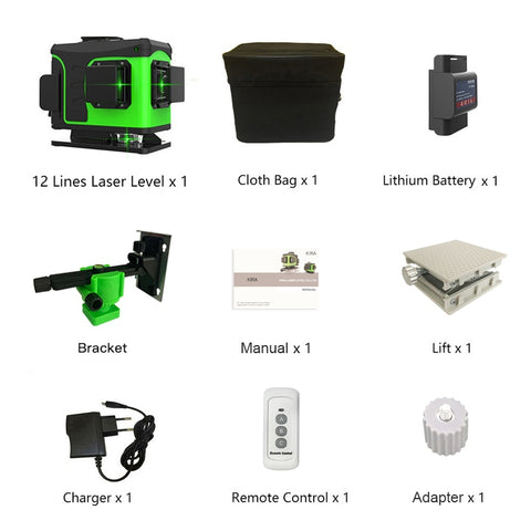 KIRA 16 Lines 4D Laser Level green line Self-Leveling 360 Horizontal And Vertical Super Powerful Laser level green Beam laser le