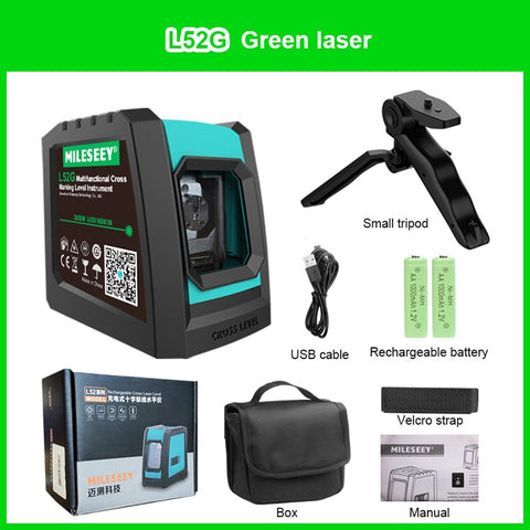 Mileseey Laser Level 2/5/12 Lines 3D Red/Green Rechargeable Gauge Self-Leveling Vertical Cross Leveling with Tripod For Home