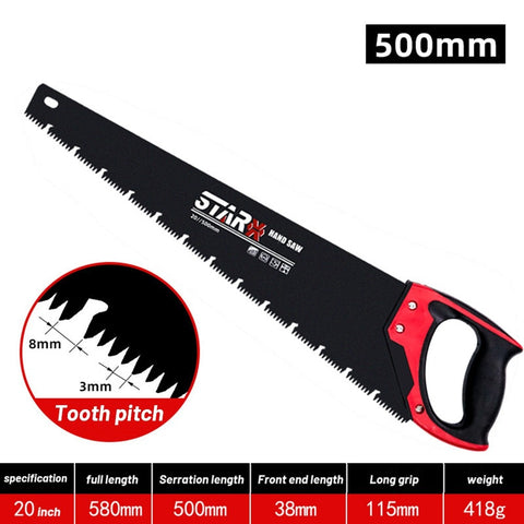 470/530/580mm Hand Saw Timber Saw Heavy Duty Extra Long Blade Saw For Garden Tenon Wood Bamboo Plastic Cutting Woodworking Tool