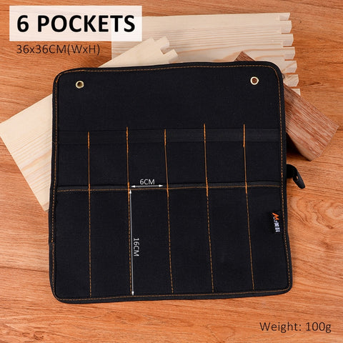 Pocket Tool Bag Chisel Carrying Case Canvas Roll Holder Wrench Pouch Pockets Organizer For Knife Hammers Gouges Carpenter