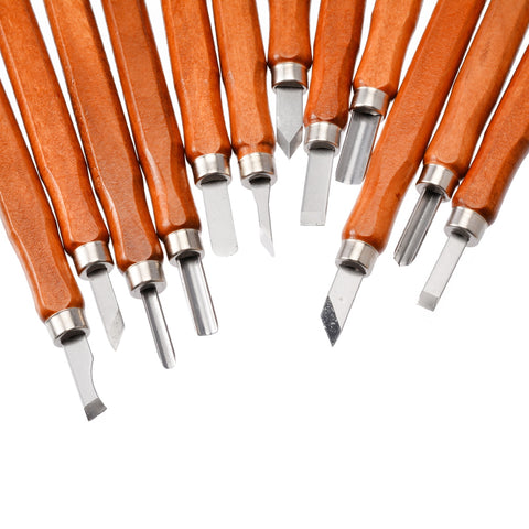 12pcs DIY  Woodcut Knife Sculpture Wood Carving Tools Woodworking Hobby Arts Crafts Cutter Graver Sculpt Pottery Ceramic Clay