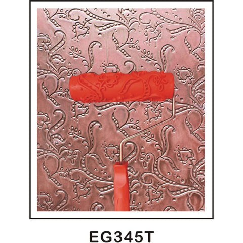 7-inch Painting Roller Wall Decoration Empaistic Wooden Grain Floral Pattern Painting Roller w/ Plastic Handle Wall Art Painting