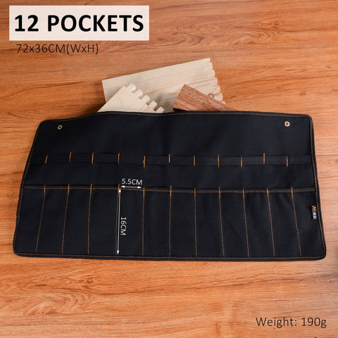 Pocket Tool Bag Chisel Carrying Case Canvas Roll Holder Wrench Pouch Pockets Organizer For Knife Hammers Gouges Carpenter