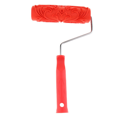 7-inch Painting Roller Wall Decoration Empaistic Wooden Grain Floral Pattern Painting Roller w/ Plastic Handle Wall Art Painting