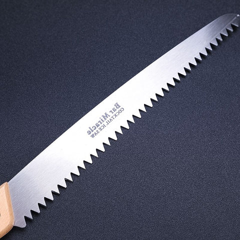 Kitchen Bar Barware Stainless Steel Bartenders Special Wooden Handle Cut Ice Saw